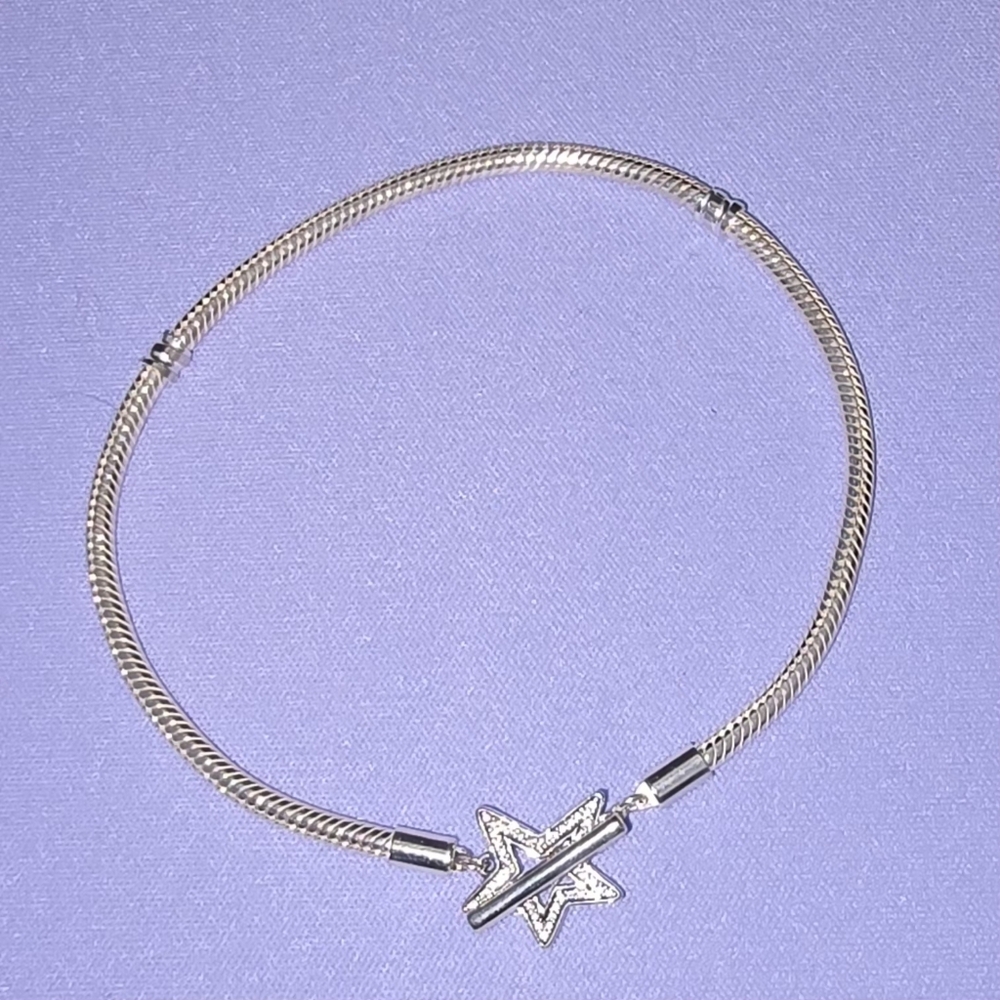 Pandora Moments Asymmetric Star T-bar Snake Chain Bracelet